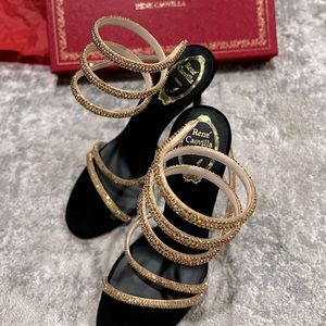 Rene Caovilla Margot Black Jewel Sandals